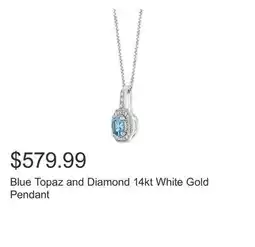 Costco Blue Topaz and Diamond 14kt White Gold Pendant offer