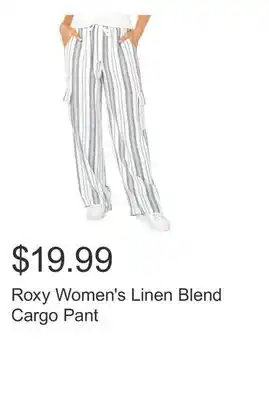 Costco Roxy Women's Linen Blend Cargo Pant offer