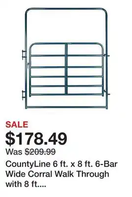Tractor Supply Company CountyLine 6 ft. x 8 ft. 6-Bar Wide Corral Walk Through with 8 ft. Tall Frame, 1-3/4 in. Tube, Blue offer