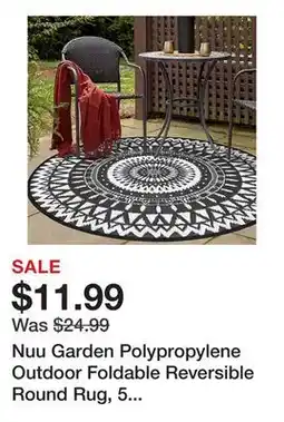 Tractor Supply Company Nuu Garden Polypropylene Outdoor Foldable Reversible Round Rug, 5 ft., Black/White offer
