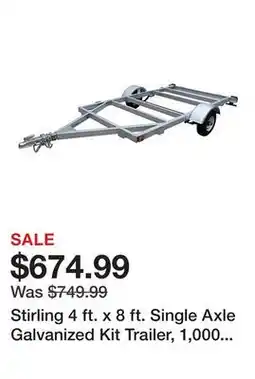 Tractor Supply Company Stirling 4 ft. x 8 ft. Single Axle Galvanized Kit Trailer, 1,000 lb. Max Capacity offer