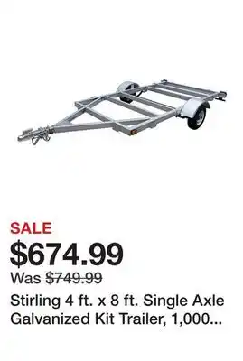 Tractor Supply Company Stirling 4 ft. x 8 ft. Single Axle Galvanized Kit Trailer, 1,000 lb. Max Capacity offer