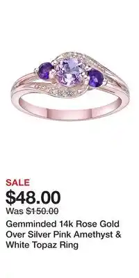 Kohl's Gemminded 14k Rose Gold Over Silver Pink Amethyst & White Topaz Ring offer