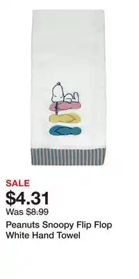 Kohl's Peanuts Snoopy Flip Flop White Hand Towel offer