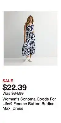 Kohl's Women's Sonoma Goods For Life Femme Button Bodice Maxi Dress offer