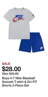 Kohl's Boys 4-7 Nike Baseball Swoosh T-shirt & Dri-FIT Shorts 2-Piece Set offer
