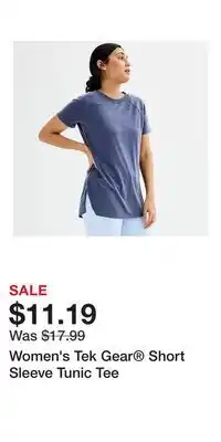 Kohl's Women's Tek Gear Short Sleeve Tunic Tee offer
