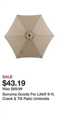 Kohl's Sonoma Goods For Life 9-ft. Crank & Tilt Patio Umbrella offer