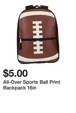 Five Below All-Over Sports Ball Print Backpack 16in offer