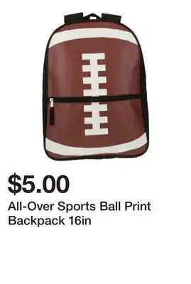 Five Below All-Over Sports Ball Print Backpack 16in offer