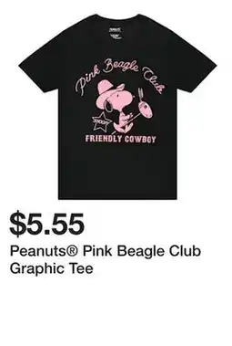 Five Below Peanuts Pink Beagle Club Graphic Tee offer