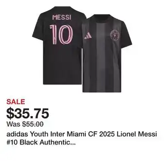 Dick's Sporting Goods adidas Youth Inter Miami CF 2025 Lionel Messi #10 Black Authentic T-Shirt offer