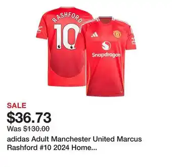 Dick's Sporting Goods adidas Adult Manchester United Marcus Rashford #10 2024 Home Replica Jersey offer