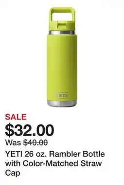 Dick's Sporting Goods YETI 26 oz. Rambler Bottle with Color-Matched Straw Cap offer