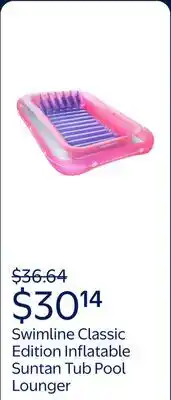 Walmart Swimline Classic Edition Inflatable Suntan Tub Pool Lounger, Pink/Purple offer