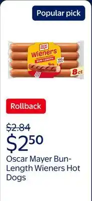 Walmart Oscar Mayer Bun-Length Wieners Hot Dogs offer