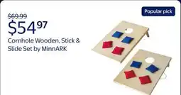 Walmart Cornhole Wooden, Stick & Slide, 10 Pieces, 2 Boards, 8 Bean Bags, Family Games, Ages 3+ by MinnARK offer