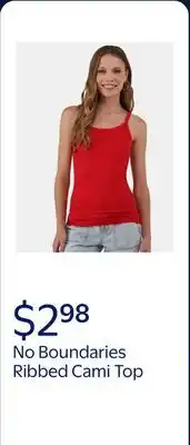 Walmart No Boundaries Ribbed Cami Top, Women's offer