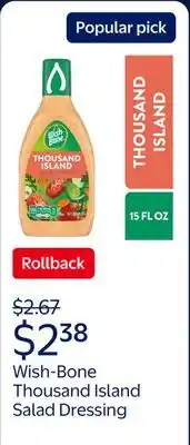Walmart Wish-Bone Thousand Island Salad Dressing offer