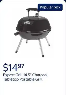 Walmart Expert Grill 14.5'' Charcoal Tabletop Portable Grill, with Removable Lid offer