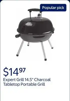 Walmart Expert Grill 14.5'' Charcoal Tabletop Portable Grill, with Removable Lid offer