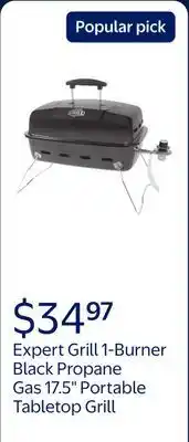 Walmart Expert Grill 1-Burner Black Propane Gas 17.5 Portable Tabletop Grill, with Removable Lid offer