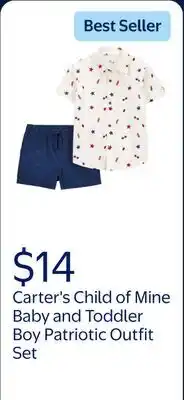 Walmart Carter's Child of Mine Baby and Toddler Boy Patriotic Outfit Set offer