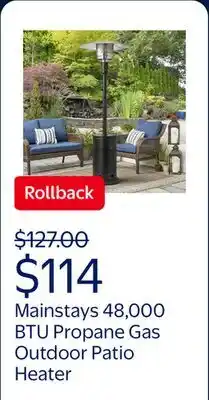 Walmart Mainstays 48,000 BTU Propane Gas Outdoor Freestanding Metal Patio Heater offer