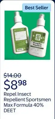 Walmart Repel Insect Repellent Sportsmen Max Formula 40% DEET offer
