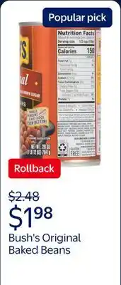 Walmart Bush's Original Baked Beans, Canned Beans offer