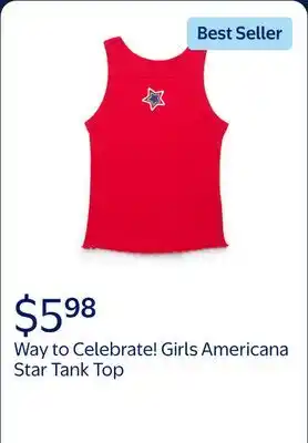 Walmart Way to Celebrate! Girls Americana Star Tank Top offer