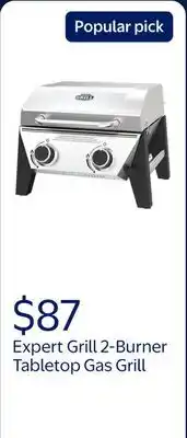 Walmart Expert Grill 2-Burner Tabletop Gas Grill, Stainless Steel, 13,000 BTUs offer