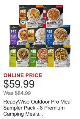 Costco ReadyWise Outdoor Pro Meal Sampler Pack - 8 Premium Camping Meals (2 Servings Per Pouch) offer