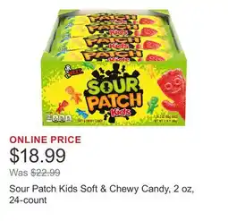 Costco Sour Patch Kids Soft & Chewy Candy, 2 oz, 24-count offer