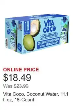 Costco Vita Coco, Coconut Water, 11.1 fl oz, 18-Count offer