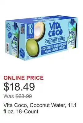 Costco Vita Coco, Coconut Water, 11.1 fl oz, 18-Count offer