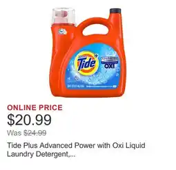 Costco Tide Plus Advanced Power with Oxi Liquid Laundry Detergent, Original, 78 Loads, 138 fl oz offer