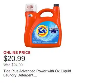 Costco Tide Plus Advanced Power with Oxi Liquid Laundry Detergent, Original, 78 Loads, 138 fl oz offer