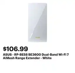 Best Buy ASUS - RP-BE58 BE3600 Dual-Band Wi-Fi 7 AiMesh Range Extender - White offer