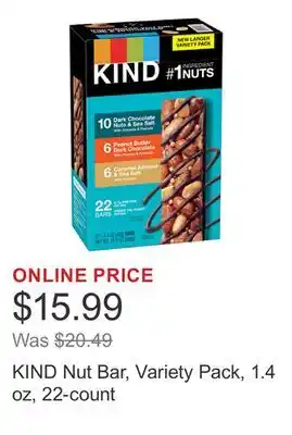 Costco KIND Nut Bar, Variety Pack, 1.4 oz, 22-count offer
