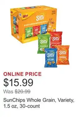 Costco SunChips Whole Grain, Variety, 1.5 oz, 30-count offer