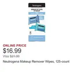 Costco Neutrogena Makeup Remover Wipes, 125-count offer