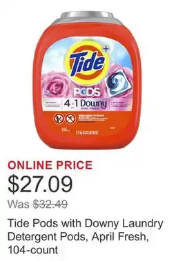 Costco Tide Pods with Downy Laundry Detergent Pods, April Fresh, 104-count offer