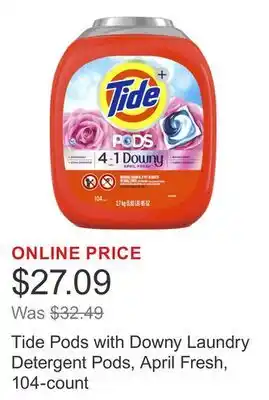 Costco Tide Pods with Downy Laundry Detergent Pods, April Fresh, 104-count offer