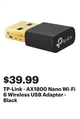 Best Buy TP-Link - AX1800 Nano Wi-Fi 6 Wireless USB Adapter - Black offer