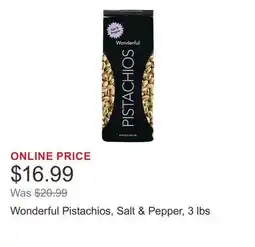 Costco Wonderful Pistachios, Salt & Pepper, 3 lbs offer