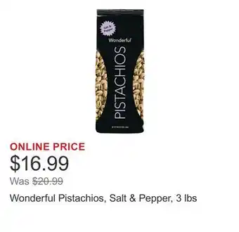 Costco Wonderful Pistachios, Salt & Pepper, 3 lbs offer