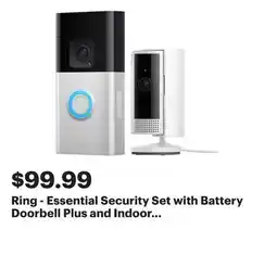 Best Buy Ring - Essential Security Set with Battery Doorbell Plus and Indoor Cam - Satin Nickel and White offer