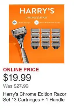 Costco Harry's Chrome Edition Razor Set 13 Cartridges + 1 Handle offer
