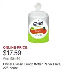 Costco Chinet Classic Lunch 8-3/4 Paper Plate, 225-count offer